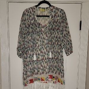 Roberta Roller Rabbit Multicolor Sailboat Swim Coverup
